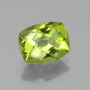 Peridoto verde natural de 2,06 ct, corte cojín, VS