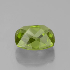 Peridoto verde natural de 2,06 ct, corte cojín, VS