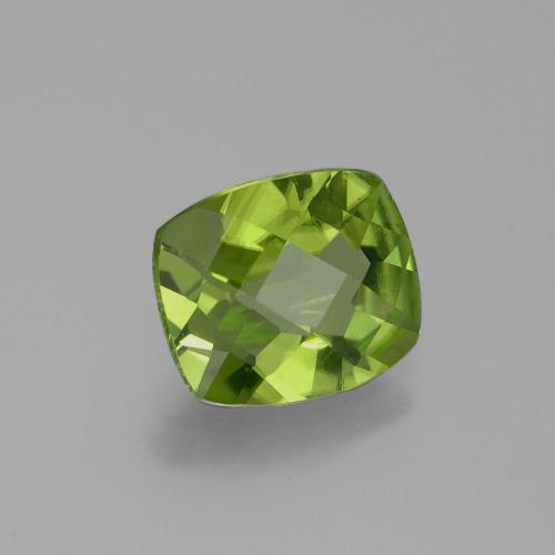Peridoto verde natural de 2,48 ct, corte cojín, VS