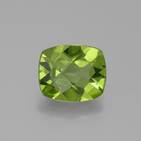 Peridoto verde natural de 2,48 ct, corte cojín, VS