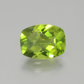 Peridoto verde natural de 2,38 ct, corte cojín, VVS-VS