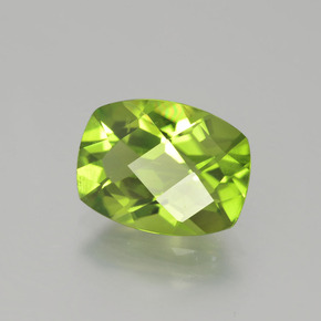 Peridoto verde natural de 2,38 ct, corte cojín, VVS-VS