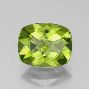 Peridoto verde natural de 2,82 ct, corte cojín, VVS-VS