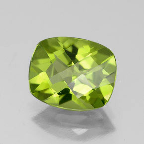 Peridoto verde natural de 2,82 ct, corte cojín, VVS-VS