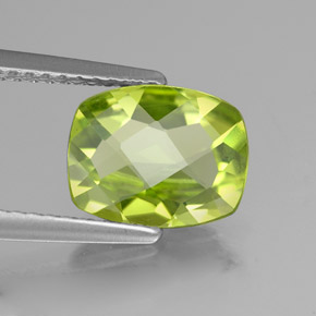 Peridoto verde natural de 1,95 ct, corte cojín, VVS-VS