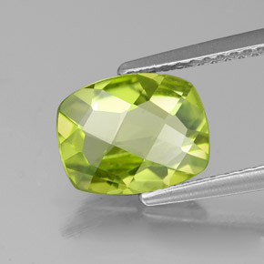 Peridoto verde natural de 1,95 ct, corte cojín, VVS-VS