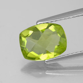 Peridoto verde natural de 1,88 ct, corte cojín, VVS-VS