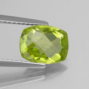 Peridoto verde natural de 1,88 ct, corte cojín, VVS-VS