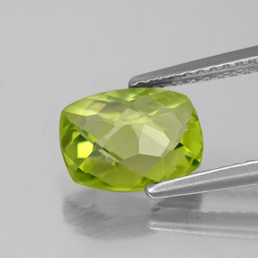 Peridoto verde natural de 1,88 ct, corte cojín, VVS-VS