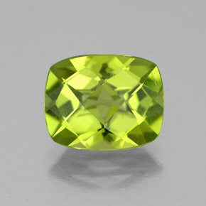 Peridoto verde natural de 3,08 ct, corte cojín, VS-SI
