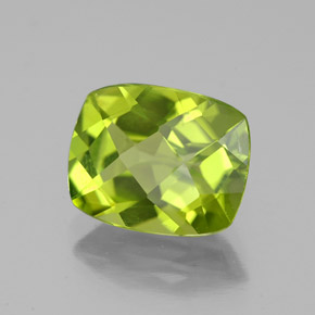 Peridoto verde natural de 3,08 ct, corte cojín, VS-SI