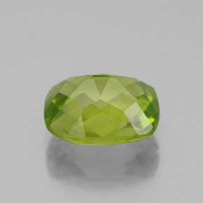 Peridoto verde natural de 3,08 ct, corte cojín, VS-SI