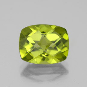 Peridoto verde natural de 3,00 ct, corte cojín, VS