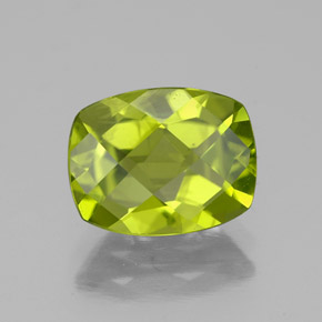 Peridoto verde natural de 2,50 ct, corte cojín, VS