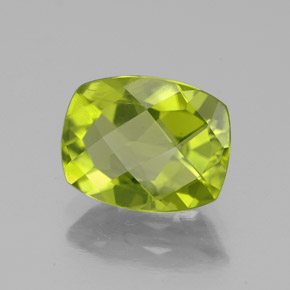 Peridoto verde natural de 2,50 ct, corte cojín, VS