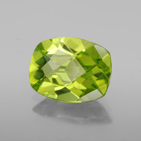 Peridoto verde natural de 2,09 ct, corte cojín, VVS-VS