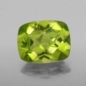 Peridoto verde natural de 2,96 ct, corte cojín, VS