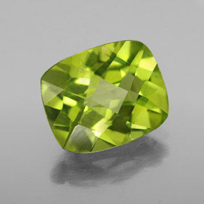 Peridoto verde natural de 2,96 ct, corte cojín, VS