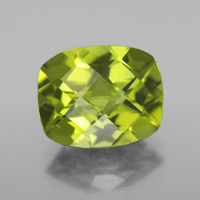 Peridoto verde natural de 3,16 ct, corte cojín, VS