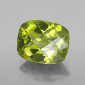 Peridoto verde natural de 3,16 ct, corte cojín, VS