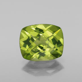Peridoto verde natural de 2,65 ct, corte cojín, VS-SI