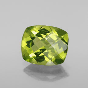 Peridoto verde natural de 2,65 ct, corte cojín, VS-SI