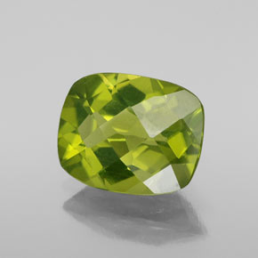 Peridoto verde natural de 2,88 ct, corte cojín, VS