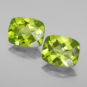 Gemas de peridoto verde natural de  ct, corte cojín, VS