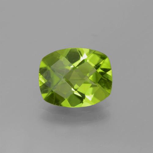 Peridoto verde natural de 2,49 ct, corte cojín, VS-SI