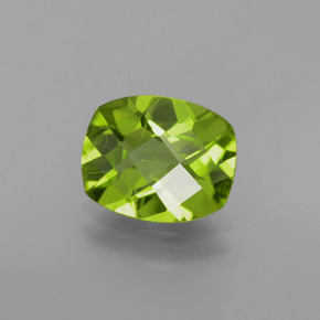 Peridoto verde natural de 2,49 ct, corte cojín, VS-SI