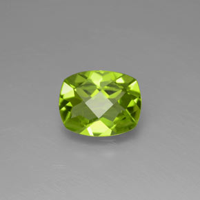 Peridoto verde natural de 2,31 ct, corte cojín, VS