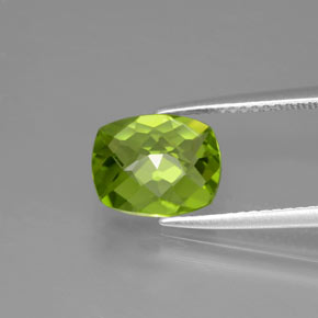 Peridoto verde natural de 2,31 ct, corte cojín, VS