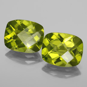 Gemas de peridoto verde natural de  ct, corte cojín, VS