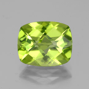 Peridoto verde natural de 2,99 ct, corte cojín, VS-SI