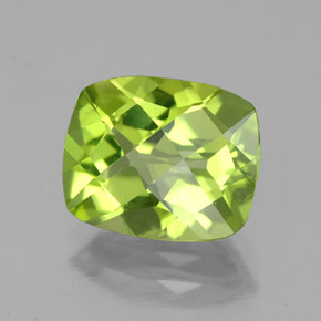 Peridoto verde natural de 2,99 ct, corte cojín, VS-SI