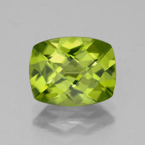 Peridoto verde natural de 2,63 ct, corte cojín, VS