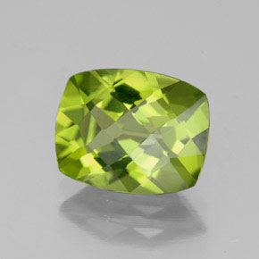 Peridoto verde natural de 2,63 ct, corte cojín, VS
