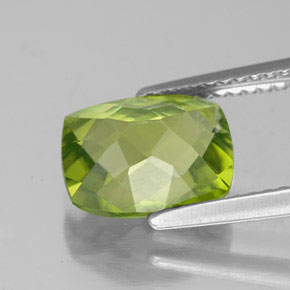 Peridoto verde natural de 2,63 ct, corte cojín, VS