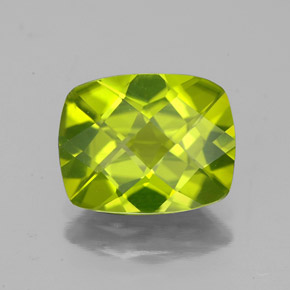 Peridoto verde natural de 2,72 ct, corte cojín, VS