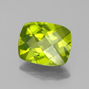 Peridoto verde natural de 2,72 ct, corte cojín, VS