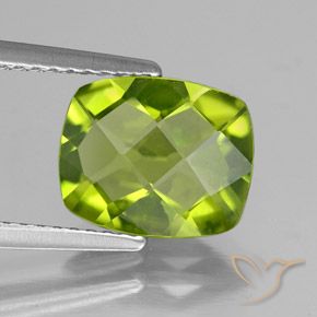 Peridoto Verde vivo natural de 2.57 ct, Corte Cojín, VS