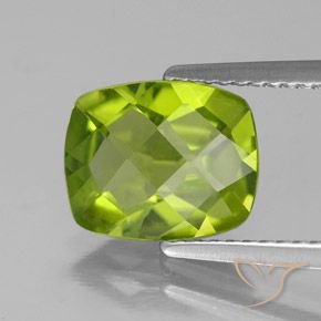 Peridoto Verde vivo natural de 2.57 ct, Corte Cojín, VS