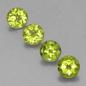 Gemas de peridoto verde natural de  ct, corte redondo, VS