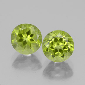 Gemas de peridoto verde natural de  ct, corte redondo, VS