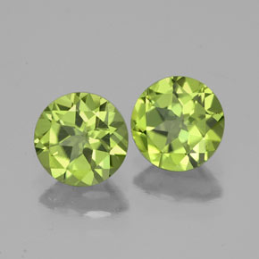 Gemas de peridoto verde natural de  ct, corte redondo, VS
