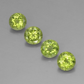 Gemas de peridoto verde natural de  ct, corte redondo, VVS-VS