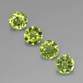 Gemas de peridoto verde natural de  ct, corte redondo, VS