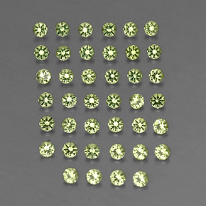 Gemas de peridoto verde natural de  ct, corte redondo, VVS-VS