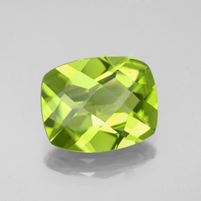 Peridoto verde natural de 3,48 ct, corte cojín, VS-SI