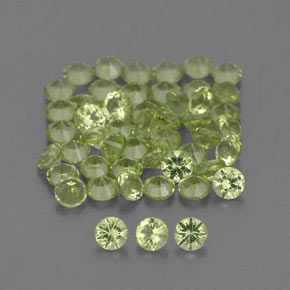 Gemas de peridoto verde natural de  ct, corte redondo, VVS-VS